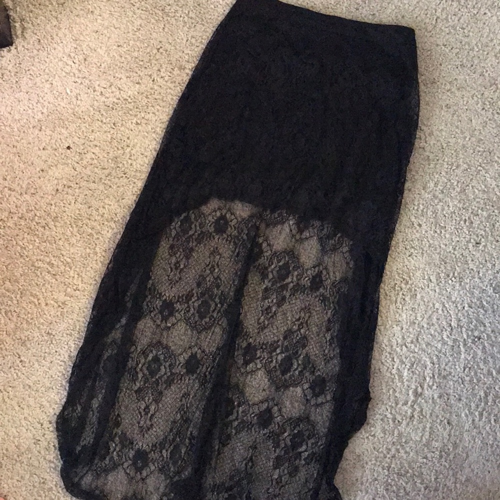 Forever 21 Black Lace High-Low Skirt